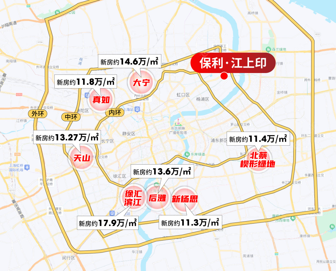 上海保利江上印在售新楼盘区位图